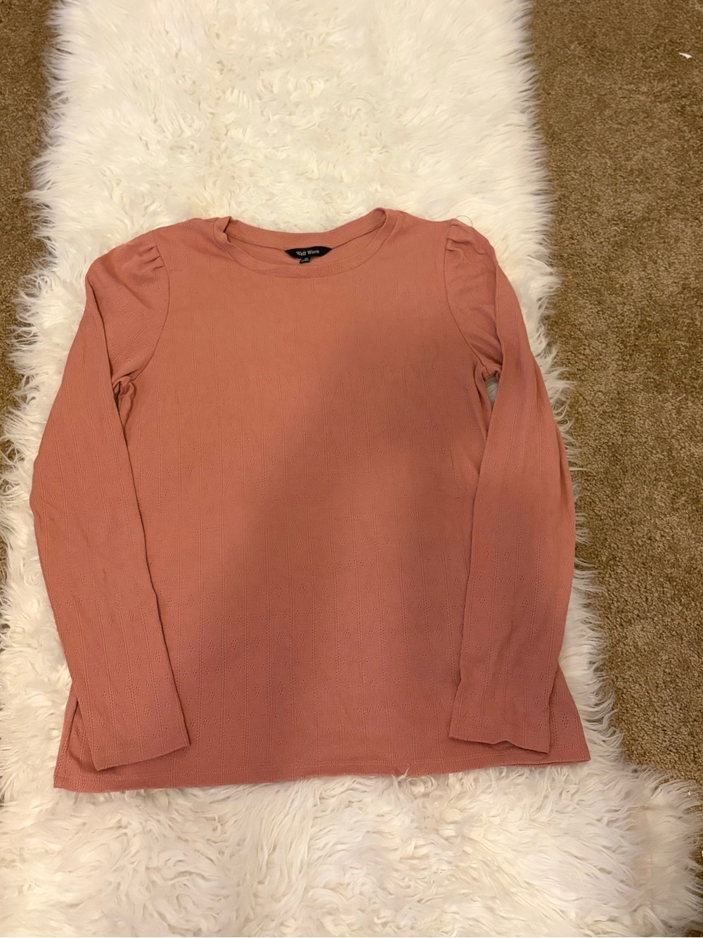 Dusty Rose Long Sleeve Crew Neck Top